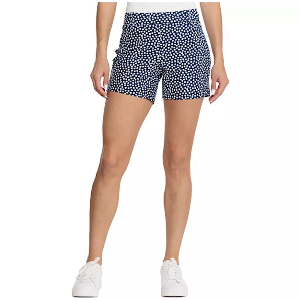 Spanx Sunshine 4" Shorts Navy Blue/White Polka Dot UPF 50+ size‎ Small Womens